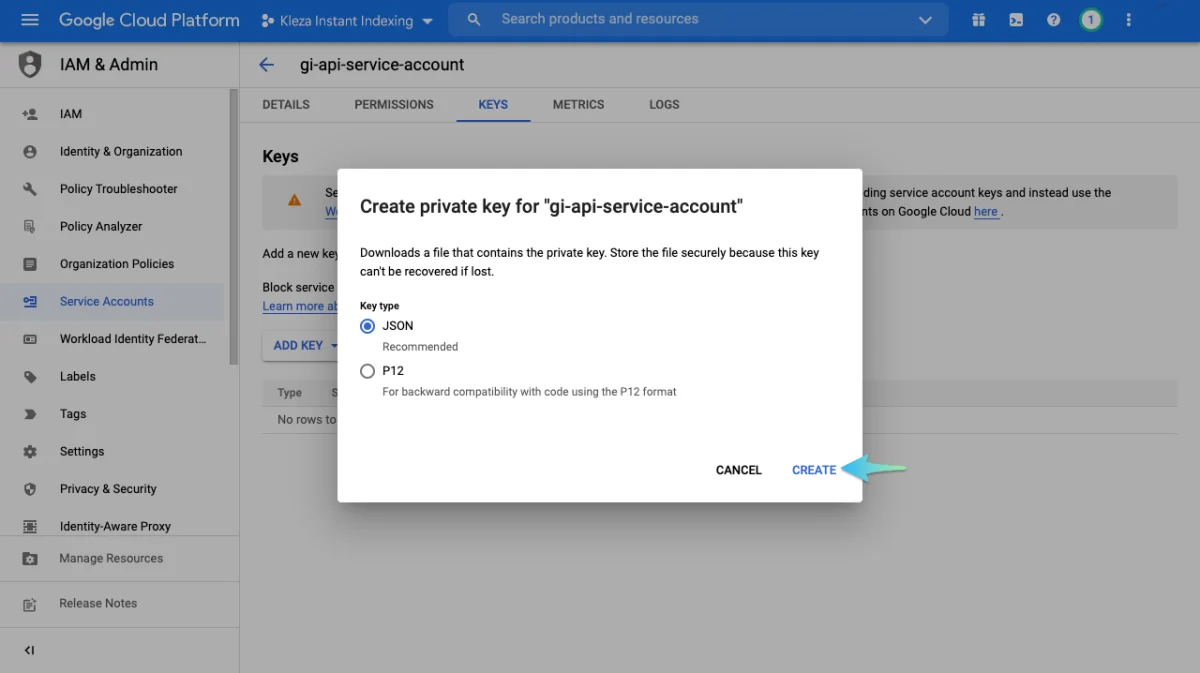Create-JSON-key-for-Service-Account_Kleza-1